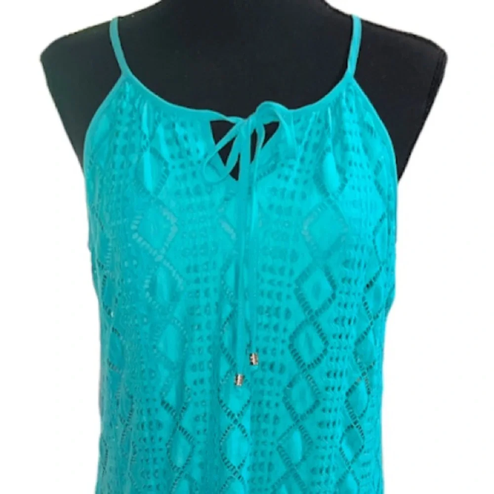 Lily Rose Dress Spaghetti Strap Crochet Lace Mini Dress Size Small Aqua Blue NWT